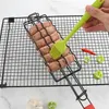BBQ Tools Accessories Corn Barbecue Rack Sausage Net Clip Steel Iron Basket Detachable Folding Portable Grilling Mesh Tool LT647