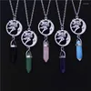 Hanger Kettingen Mode Antiek Zilver Kleur Fee Maan Natuursteen Rozenkwarts Kristal Ketting Vrouwen Mannen Healing Chakra Sieraden Gift