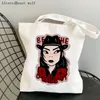 أكياس التسوق Women Shopper Bag Mitski Coque مطبوعة Kawaii Harajuku Canvas Girl حقيبة اليد حمل كتف سيدة