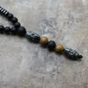 Anhänger Halsketten Design Natürliche Schwarze Herren Hämatit Schnitzerei Buddha Perlenkette Modeschmuck Tropfen