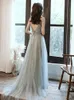 Runway Dresses Blue Celebrity A-Line Split Fork Beading Spaghetti Strap Tulle Sexig röd matta Floral Print Party Evening Gowns Elegant