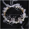 Klipsy do włosów Barrettes Pearl Flower Głowa Pałąk nałina ślubna korona ślubna moda moda wieńca Bransoletka Tiaras Crystal dhgarden otapj