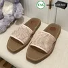 Womens Woody Platte teenslippers Linnen Beige Met Doos COE Mule Slide Slippers Desert Sand Zwart Wit Roze Outdoor Dames Designer Slipper Slides Slider Sandal Scuffs