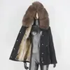 Parka imperméable en fausse fourrure pour femme, manteau en vrai lapin, col de raton laveur naturel, veste d'hiver, vêtements d'extérieur pour femmes, amovible et chaud, 231120