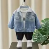 Jackor 1 Style Children's Denim Coat 2023 Spring and Autumn Wear Boys Baby Casual Jacket Top Thin Jeans Western