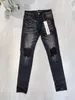 jeans viola jeans da uomo nero streetwear in difficoltà moda slim ricamato lettere motivo patchwork jeans strappati skinny elasticizzati danneggiati jeans di qualità di fascia alta