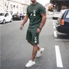 Mens Tracksuits Mens Suit Fashion 2piece Set Man Street Short Shirts Shorts Pants Casual Comfortable Clothes Jogging Training Sets 230419