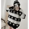 Women's Sweaters Contrasting Color Oversized Sweater Star Pattern Harajuku Lazy Wind Knit Women All Match Round Neck Pullover