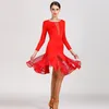 Stage Wear Robes de danse latino-américaine Salsa Jupe Top Robe Vêtements Costume moderne Rouge