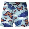Мужские шорты 2023 Est 3D мультяшный принт бабочки мужские пляжные быстросохнущие бермуды для серфинга плавки забавные летние