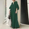 Vêtements ethniques musulman lâche dames Robe 2023 printemps été solide coton lin lanterne manches grande balançoire Robe robes africaines pour les femmes