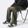 Men's Pants Men Cargo Buttoned Leg Trousers Stylish Mid-rise With Side Buckle Design Straight Wide For Long-lasting