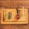 Smoking Pipes Bamboo and Wood Awakening Grass Plate, Pipe, Cut Tobacco Storage Plate, Hand Rolled Cut Tobacco