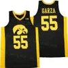 대학 농구 아이오와 hawkeyes 55 Luka Garza Jerseys 남자 순수한 ​​면화 대학 팀 컬러 네이비 블루 흰색 노란색 스포츠 팬 풀오버 유니폼