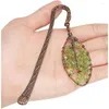 Hanger Kettingen Natuurlijke Peridot Levensboom Blad Met Koperen Metalen Bladwijzer Voor Vrouwen Mannen Bronzen Boekenlegger Olivijn Steen Charms Sieraden