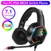 Słuchawki telefonu komórkowego 7.1 stereo RGB Gaming Słuchawki słuchawki gracze z mikrofonem na PC PS4 PS5 nad uszu szumem Anulując komputer słuchawki YQ231120