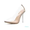 Dress Shoes Arrivals PVC Transparent Pumps Sandals Perspex Heel Stilettos High Heels Point