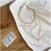 Hanger Kettingen Mode Vintage Ketting Op Hals Goud Kleur Ketting Sieraden Gelaagde Accessoires Voor Vrouwen Meisjes Hanger Drop Dhgarden Otgqj