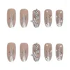 False Nails Rhinestone Butterfly Christmas Snowflake Fake Seamless Removable Nail Art Colorful Press On Tips