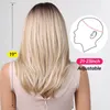 Perruques synthétiques ALAN longue blonde pour femmes perruque de cheveux avec frange couleur ombrée racines foncées en couches résistantes à la chaleur 230419