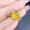 Cluster Rings Natural Real Citrine Ring Oval Big Style 10 14mm 6.5ct Gemstone 925 Sterling Silver Fine Jewelry J238282