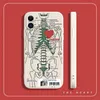 Hjärtskeletttelefonfodral för iPhone 13 14 Pro Max 11 12 XS XR 7 8 Plus Creative Chock Soft Silicone Phone Case Back Cover