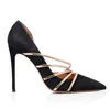 Dress Shoes Designs Gold Color Narrow Band High Heel Women's Sandals Golden Pointed Toed Party Pumps Elegant PU Chaussures