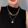 Hänge halsband mode multilevel punk tjock kedja ängelhalsband för kvinnor kvinnlig guldfärg vintage boho krage smycken grossist gif