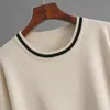 Kvinnor Tvåbitar byxor gigogou mode 2 -styck tröja långärmad randig spetsig midjebanedräkt stickad set 231120