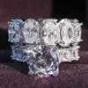 Luxe Echte 925 Sterling Zilveren Ringen Ovale Princess Cut Wedding Ring Set voor Vrouwen Engagement Band Eternity Sieraden Zirconia R4975 P0818