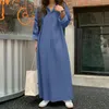 エスニック服の女性ドレススプリングデニムターンダウンカラーソリッドカラー気質通勤ボヘミアンルーズラージサイズ長い夏