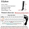 Botlar Eilyken Tasarım Kristal Rhinestone Streç kumaş seksi yüksek topuklu çorap diz üstü botlar sivri ayak ayak kutup dansı kadın ayakkabılar 231118