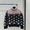 24SS FW Women's Sweaters Tops Cashmere Pullover Runway Brand Designer Crop Top Shirt High End Elasticity Letter Stars Mönster Outwear