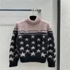 24SS FW Women's Sweaters Designer Topps Cashmere Pullover Runway Brand Designer Crop Top Shirt High End Elasticity Letter Stars Mönster Outwear Knitwear Blouson