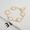 Charm Bracelets Selling Natural Stone Plum Blossom Plant Five Leaf Flower Adjustable Bracelet 15MM High Quality Gold Plated Clover