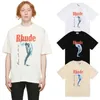 Designer Fashion Clothing Tees Hip Hop Tshirts Rhude Monaco with Gold Help the Tormented Goddess of Beauty Trendy Trend Fitting Men Women Loose Streetwear