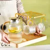 Wine Glasses Nordic Striped Glass Kettle Cup Set Water Jug Juice Pitcher Household Drink Carafe Kitchen Accessories Teapot Bottle Mug