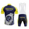 Jersey de cyclisme sets festina rétro set classical bicycle costume vélo de vélo d'été hommes bib short vêtements por team men s 230419