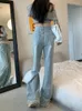Kadın Kotları Katı Y2K Gevşek Vintage Nedensel Kadın Sokak Giyim Moda Geniş Bacak Pantolon Kadın Yüksek Bel Tasarımcısı Uzun Denim 2023