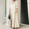 Vêtements ethniques musulman lâche dames Robe 2023 printemps été solide coton lin lanterne manches grande balançoire Robe robes africaines pour les femmes