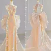 Runway Dresses Colorful Mermaid Celebrity Halter Sleeveless Sequined Beading Backless Pearl Detachable Bow Tailing Woman Prom Gowns