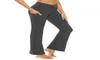 Vwaist Yoga-legging Hoornbroek Yoga-outfits Hoge tailleriem Twee zijzakken Dames039s Losse vrijetijdssport Hardlopen Fitness1415529