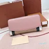 Cartera con cremallera a cuadros de cuero para hombre y mujer, bolso de mano, bolsos para tarjetas, monedero, carteras largas Unisex, accesorios de Hardware dorados para Interior