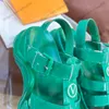 Womens Platform Heels Sandaler Slingbacks With Arch Support Sneaker Designer Justerbar ankel Buckle Dress Shoes Leisure Shoe Retro Green Non-Slip Rubble Sole Mules
