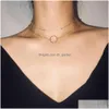 Pendant Necklaces Sumeng 2021 Fashion Modern Choker Necklace Two Layers Round Necklaces Gold Color Jewelry For Drop Delivery Dhgarden Otxet