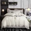 Sets Chic Designer Embroidery Border Duvet Cover with Good Drape Premium Quality Soft Egyptian Cotton Set Bedsheet Pillowcasegmfa