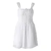 Casual klänningar kvinnor ärmlös fyrkantig hals klänning sommar fast färg dubbel lager a-line fest klubb streetwear vit s m l