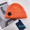Small hat knitted women's clothing men's fashion candy porn couple autumn and winter warm letter leather diamond