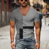 Men's T-Shirts Men's Tshirt Summer Short Sleeved Vneck Tshirt Striped Print Casual Simple Fashion Vintage Men's Tops Tshirts Y2k Clothing Z0420