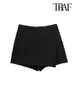 Shorts femininos traf mulheres moda pareo estilo assimétrico saias vintage cintura alta lado zíper feminino skort mujer 230419